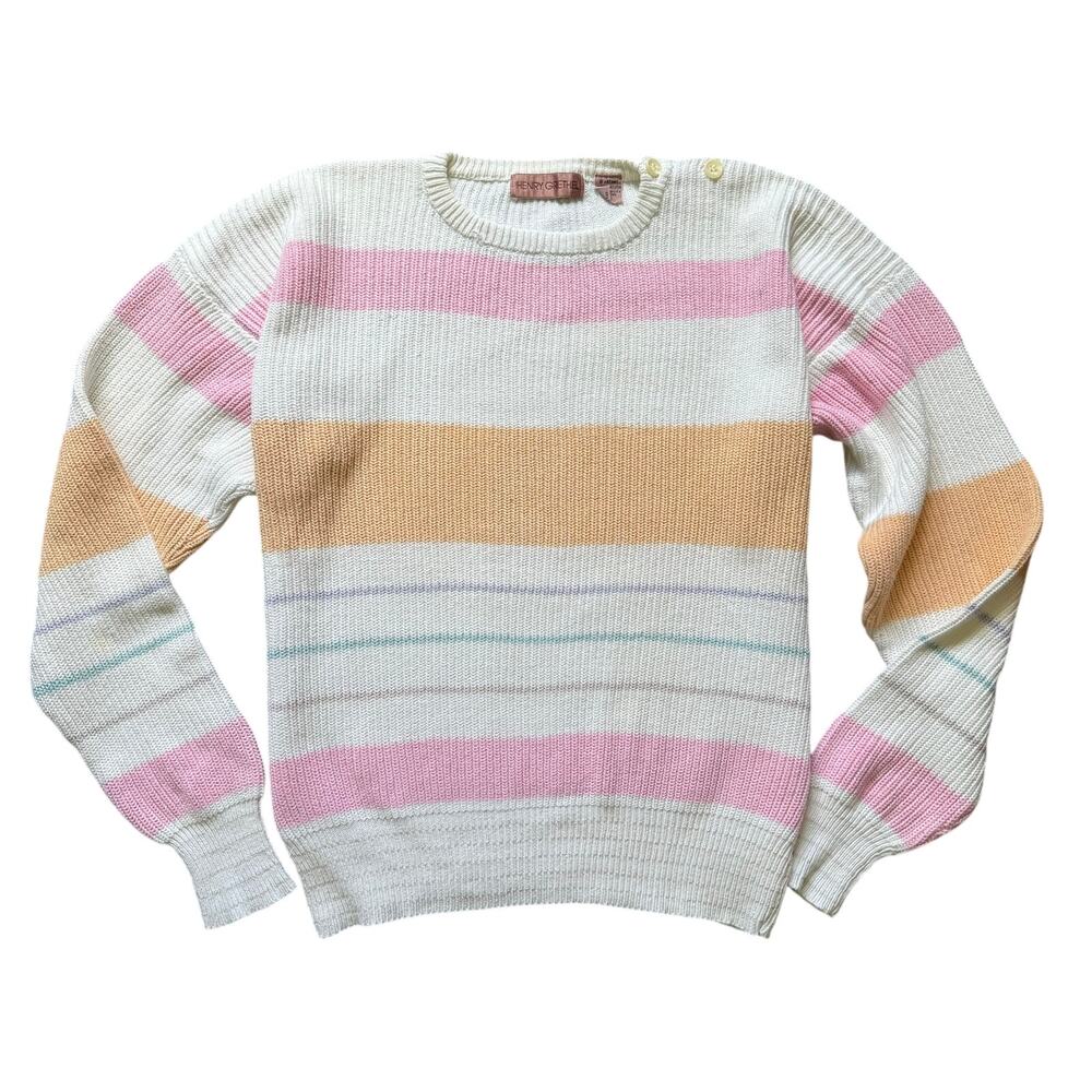 Henry Grethel Vintage Pastel Striped Cotton Oversized Sweater Women’s Small